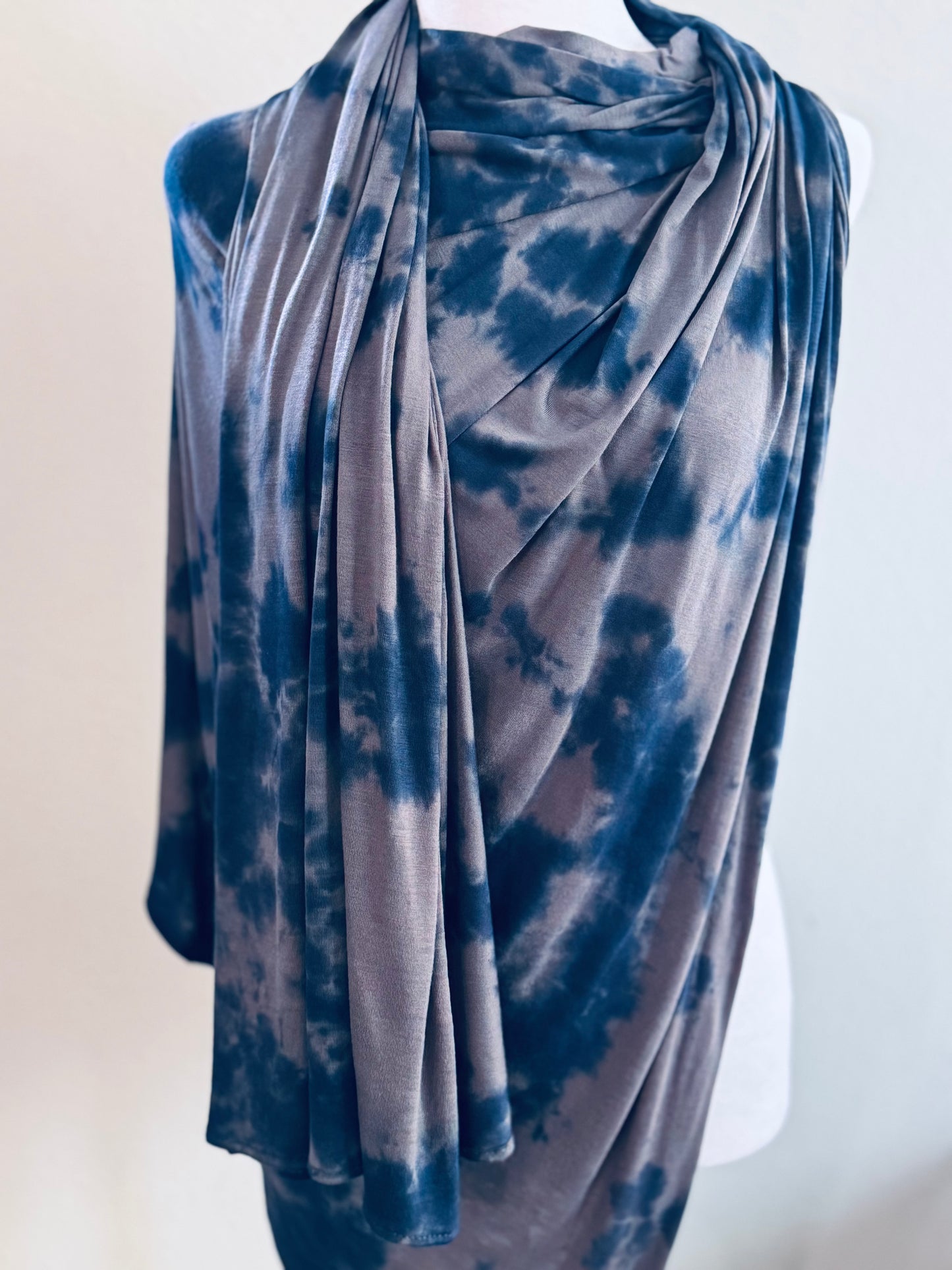 Custom Order Gray and Blue Jersey Hijab