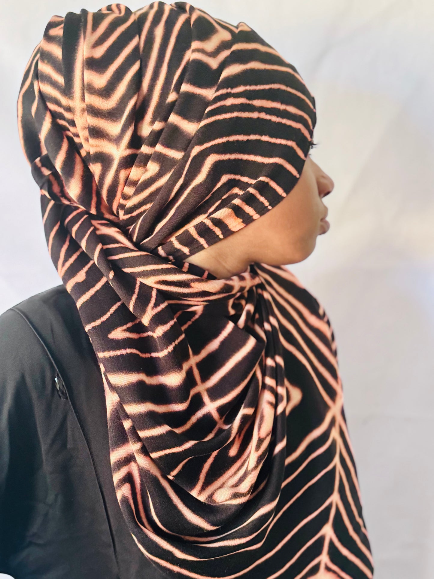 Peach Lines Pashmina Hijab