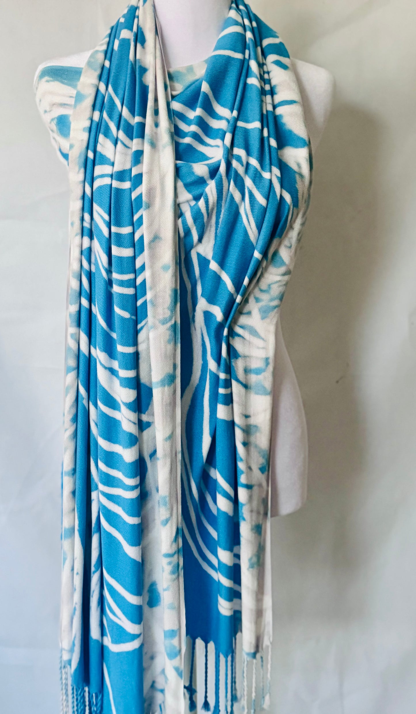 Sky Blue Borders Pashmina Hijab