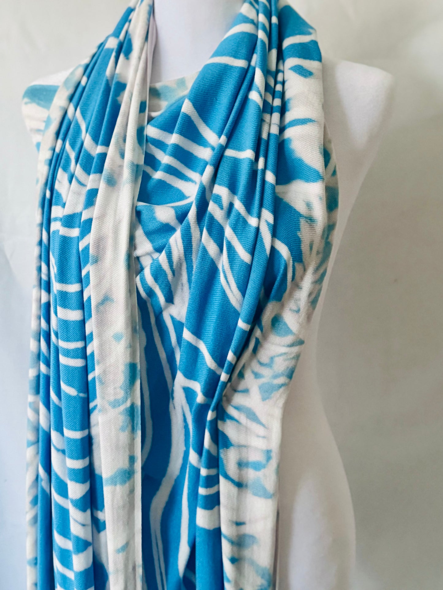 Sky Blue Borders Pashmina Hijab