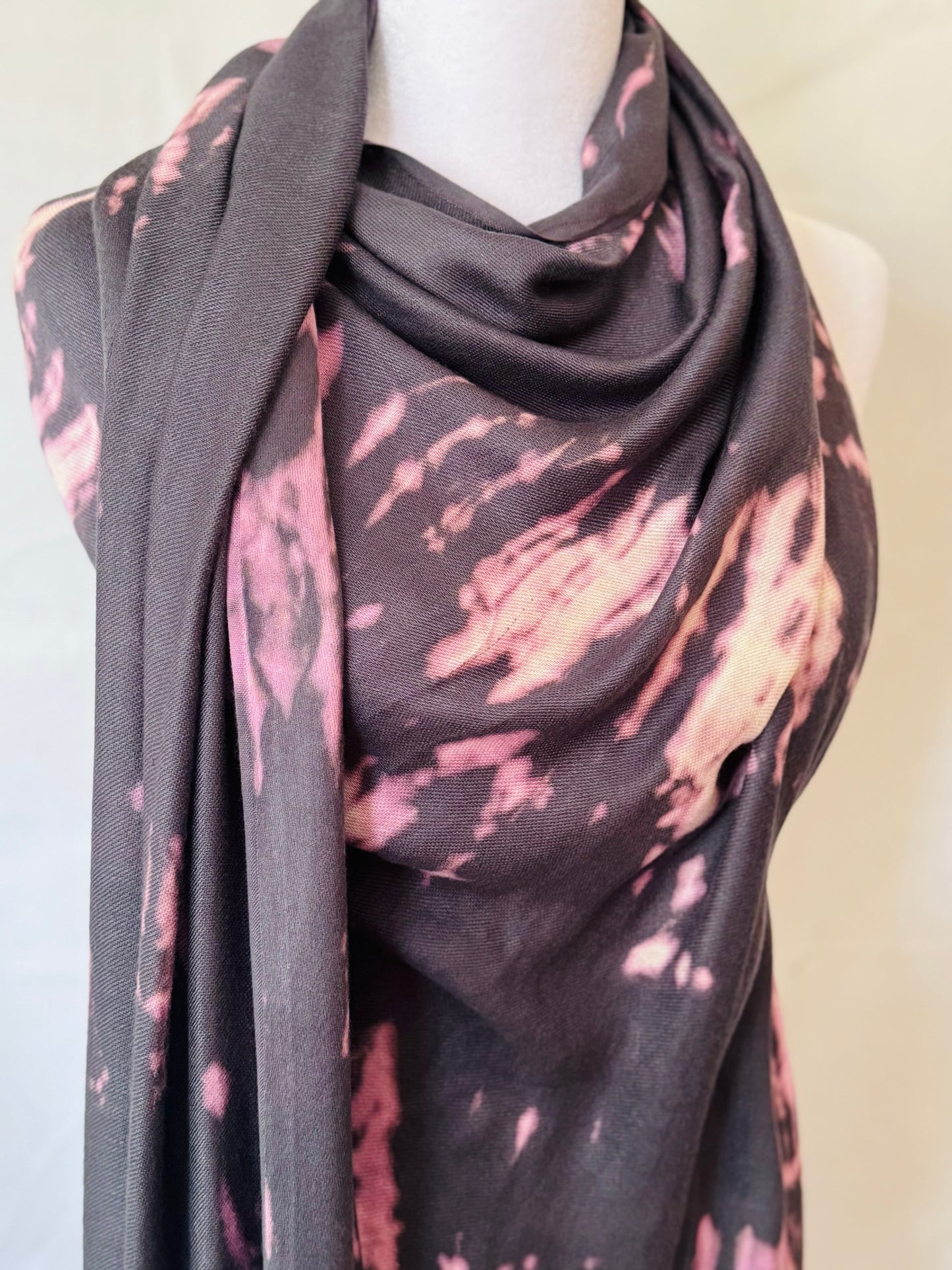 Gray and Pink Pashmina Hijab