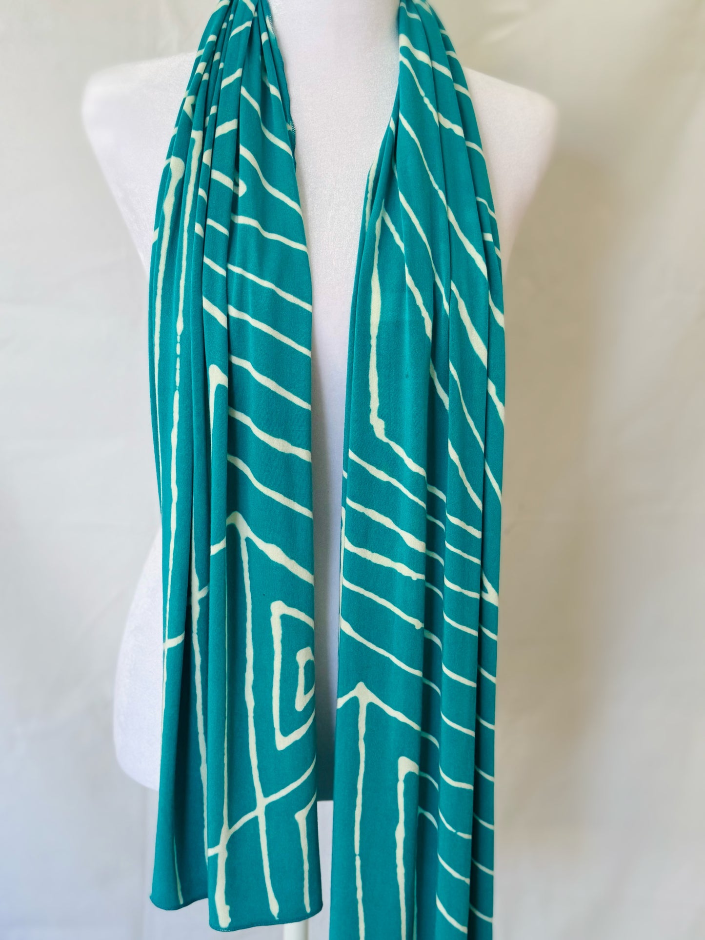 Turquoise Lines Jersey Hijab (Slim)