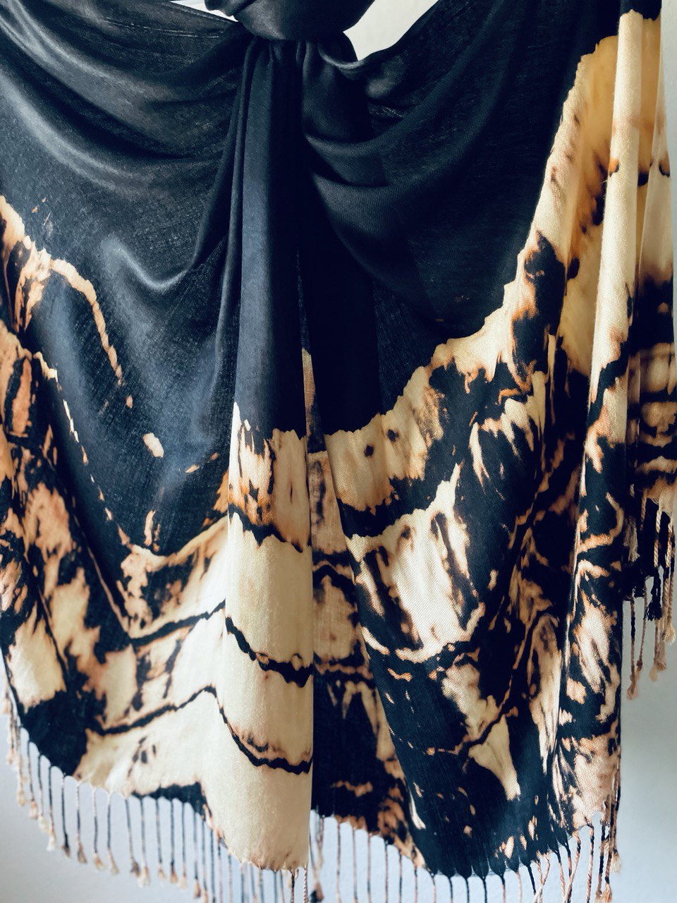 Black Hand Dyed Pashmina Hijab